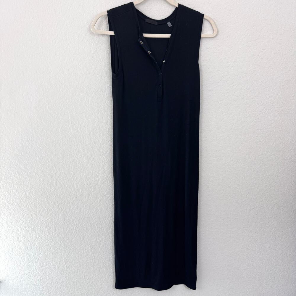 ATM Womens Ribbed Knit Midi Dress Size M Stretch Casual Minimal Black